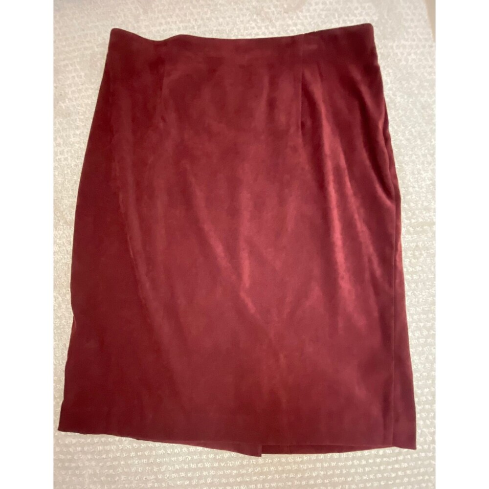 Leslie Fay Women's Burgundy Pencil Size 18 Skirt Faux Suede Fall Career Office